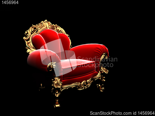 Image of classic golden chair in the dark