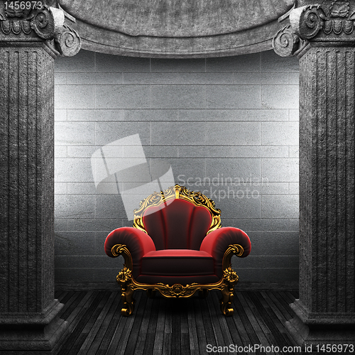 Image of stone columns and chair