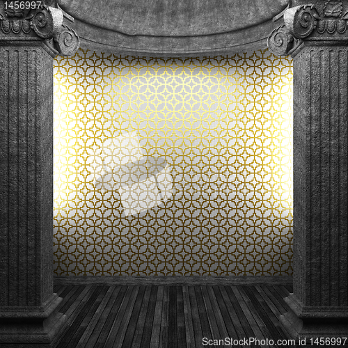 Image of stone columns and tile wall