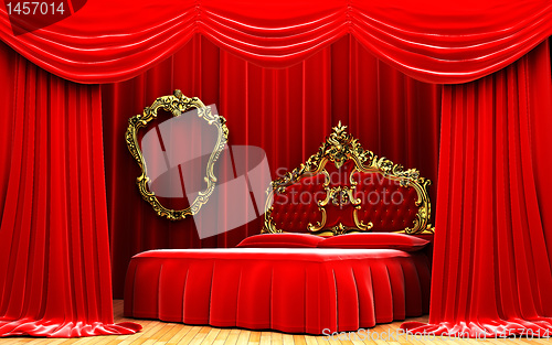 Image of Red velvet curtain opening scene