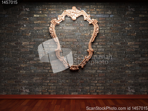 Image of illuminated brick wall and frame