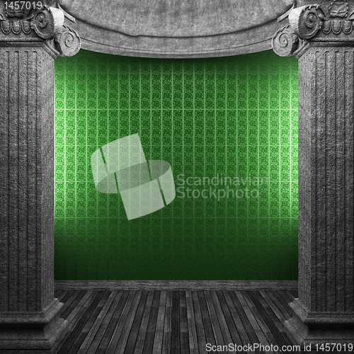 Image of stone columns and wallpaper