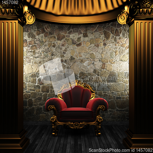 Image of bronze columns and chair