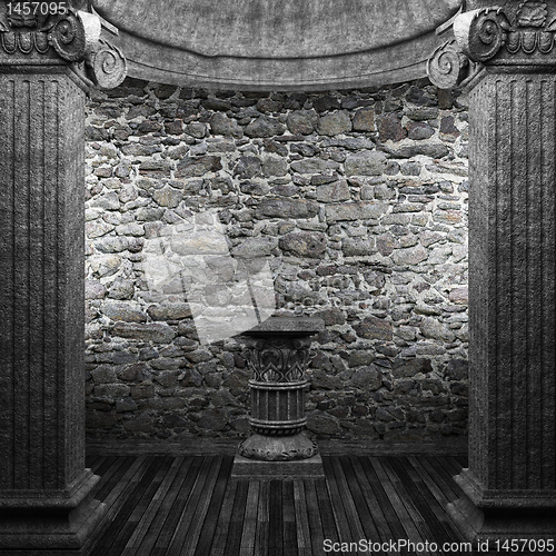 Image of stone columns and pedestal