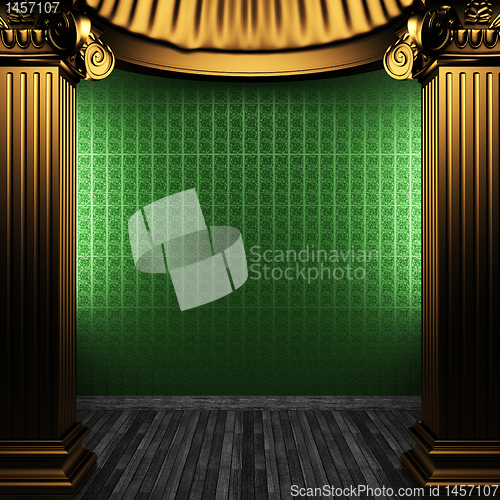 Image of bronze columns and wallpaper