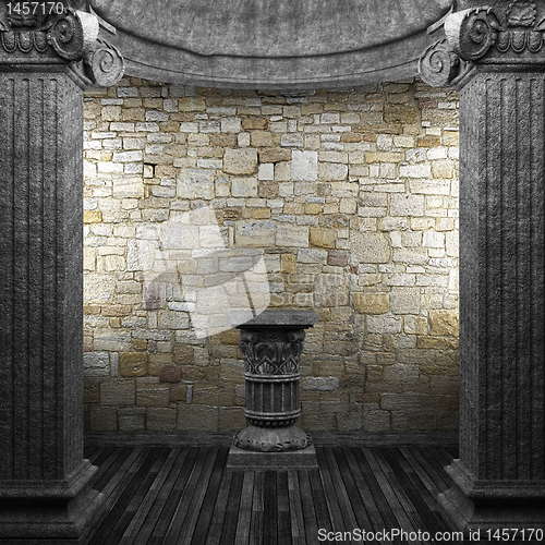 Image of stone columns and pedestal