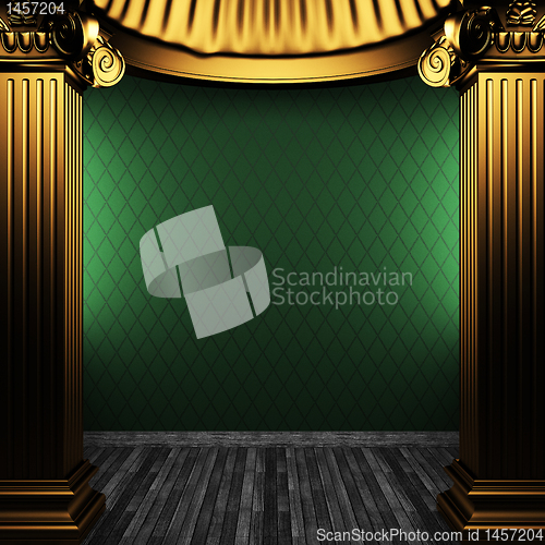 Image of bronze columns and wallpaper