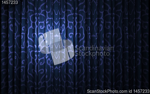 Image of blue velvet curtain opening scene