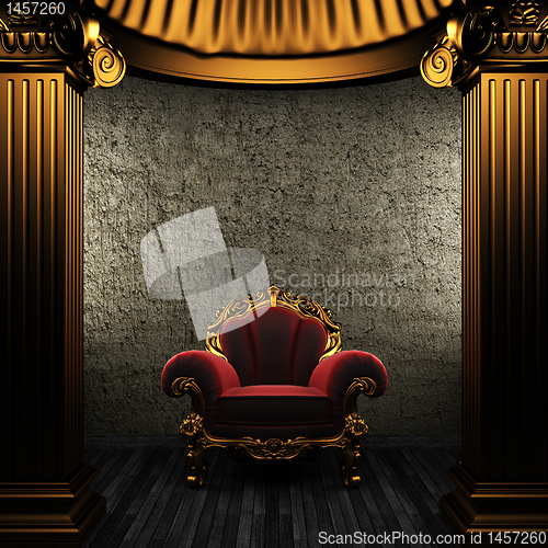 Image of bronze columns and chair