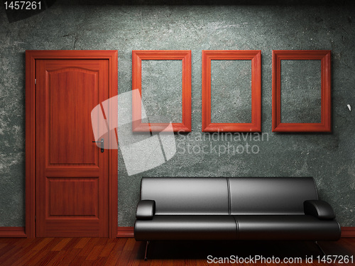 Image of illuminated fabric wallpaper and door