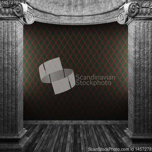 Image of stone columns and wallpaper