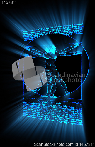 Image of Vitruvian Man in neon