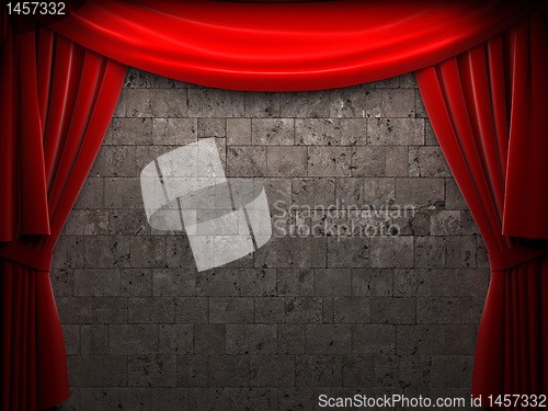 Image of velvet curtain opening scene