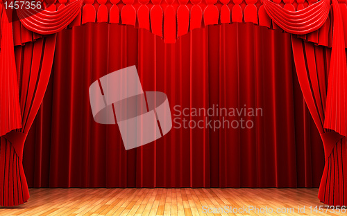 Image of Red velvet curtain opening scene