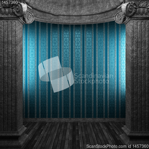 Image of stone columns and wallpaper