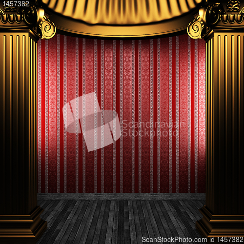Image of bronze columns and wallpaper