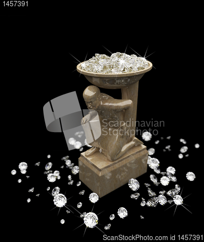 Image of a lot of diamonds and marble statuette