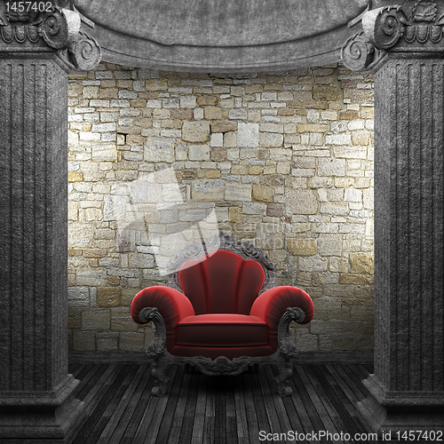 Image of stone columns and chair