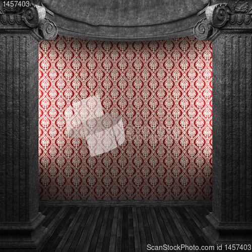 Image of stone columns and wallpaper