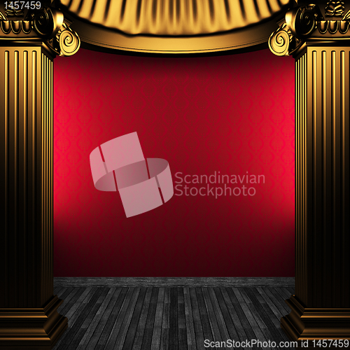 Image of bronze columns and wallpaper