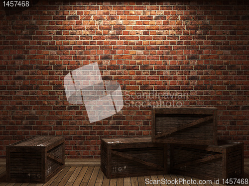 Image of illuminated brick wall and boxes