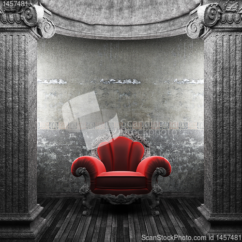 Image of stone columns and chair