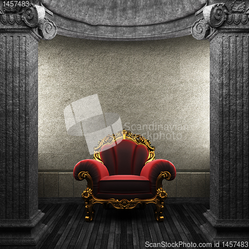 Image of stone columns and chair