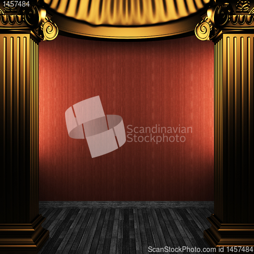 Image of bronze columns and wallpaper