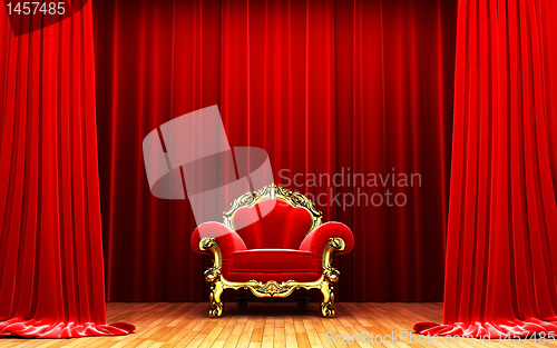 Image of Red velvet curtain opening scene