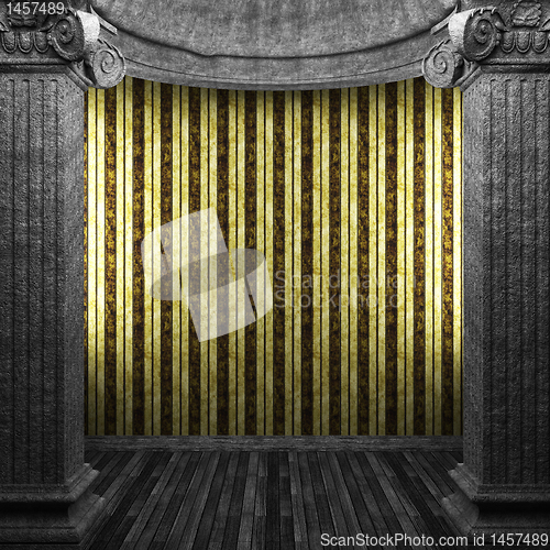 Image of stone columns and wallpaper