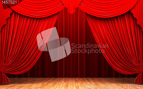 Image of Red velvet curtain opening scene