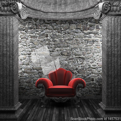 Image of stone columns and chair