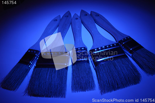 Image of paint brushes in blue