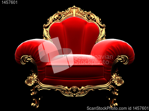 Image of classic golden chair in the dark