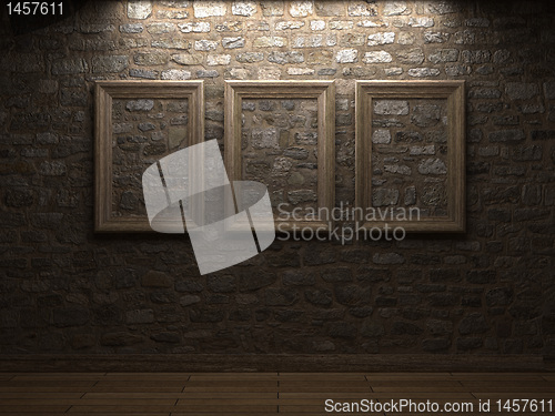 Image of masonry wall with wood frames