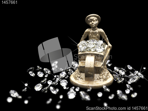 Image of a lot of diamonds and marble statuette