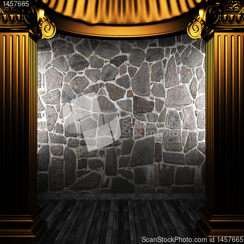 Image of bronze columns and wall