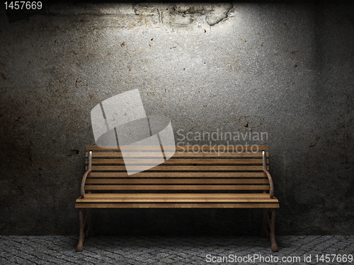Image of old concrete wall and bench