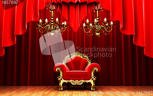 Image of Red velvet curtain opening scene