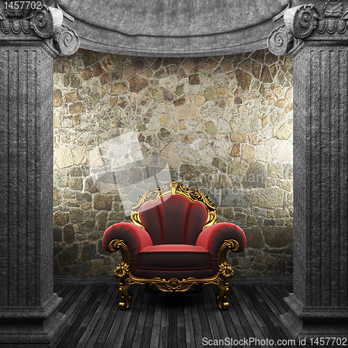 Image of stone columns and chair