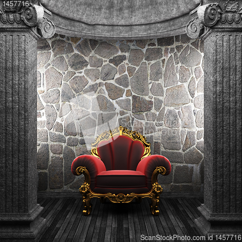Image of stone columns and chair