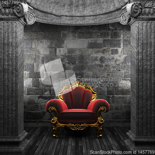 Image of stone columns and chair