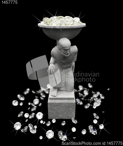 Image of a lot of diamonds and marble statuette