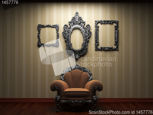Image of illuminated fabric wallpaper and chair