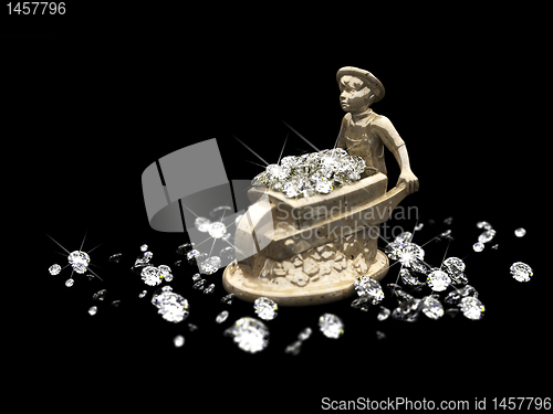 Image of a lot of diamonds and marble statuette