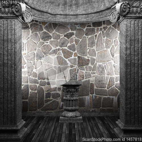 Image of stone columns and pedestal