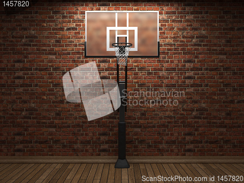 Image of old brick wall and basketball