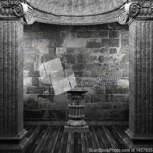 Image of stone columns and pedestal