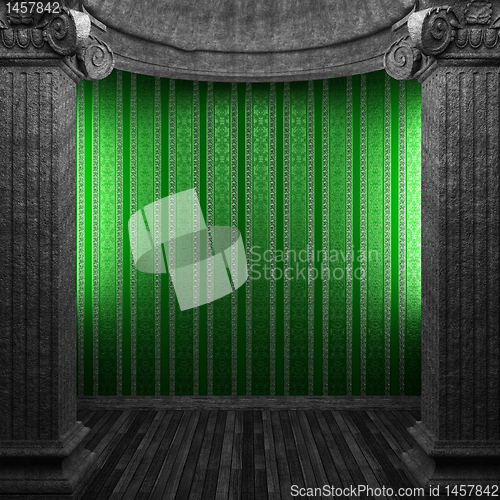 Image of stone columns and wallpaper