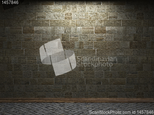 Image of illuminated stone wall